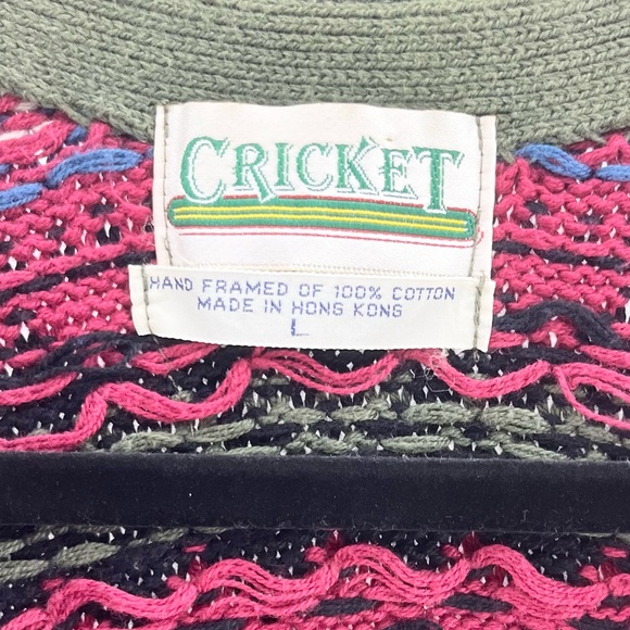 Vintage Woven Knit Button Down Cricket Vest 100% Cotton Oversized Large - Picture 4 of 4